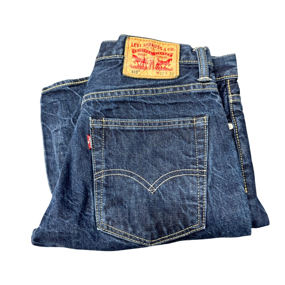 Levi's 513 Jeans Mens 32x32 (32x31 ACTUAL) Slim Straight Dark Wash Denim Classic